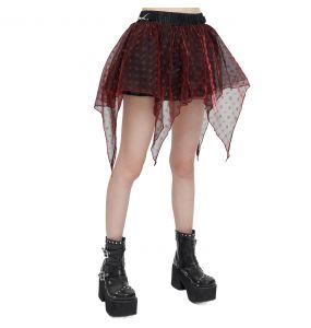 Burgundy and Black 'Punk Doll' Mini Skirt