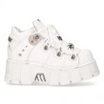 Chaussures New Rock Metallic en Cuir Napa et Vacuno Blanc
