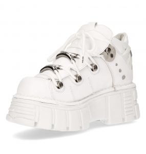 Chaussures New Rock Metallic en Cuir Napa et Vacuno Blanc