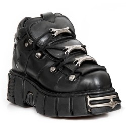 Chaussures New Rock Metallic Tower en Cuir Noir