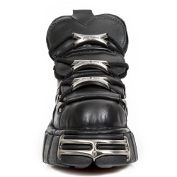Chaussures New Rock Metallic Tower en Cuir Noir