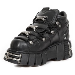 Chaussures New Rock Metallic Tower en Cuir Noir