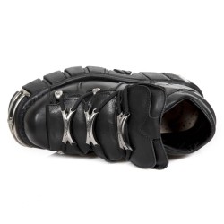 Chaussures New Rock Metallic Tower en Cuir Noir
