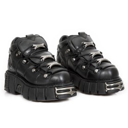 Chaussures New Rock Metallic Tower en Cuir Noir