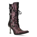 New Rock Malicia Boots in Lilac Leather with Spider Pattern