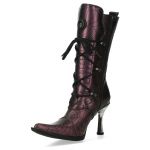Bottes New Rock Malicia en Cuir Lilas Motif Araignée
