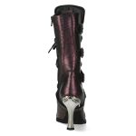 Bottes New Rock Malicia en Cuir Lilas Motif Araignée
