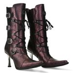 New Rock Malicia Boots in Lilac Leather with Spider Pattern