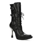 Bottes New Rock Malicia Noires avec Plaque Métallique