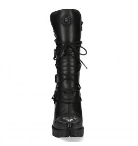 Black New Rock Malicia Boots with Metal Plate