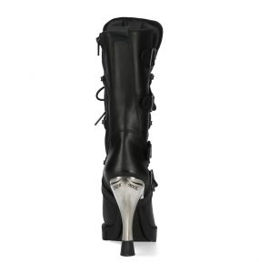 Black New Rock Malicia Boots with Metal Plate