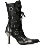 New Rock Malicia Boots in Black Itali and Steel Antik Leather
