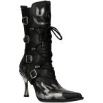 Bottes New Rock Malicia en Cuir Antik Acier et Itali Noir