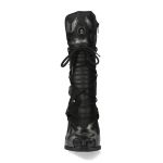 Bottes New Rock Malicia en Cuir Antik Acier et Itali Noir