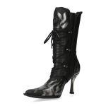 Bottes New Rock Malicia en Cuir Antik Acier et Itali Noir