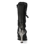 New Rock Malicia Boots in Black Itali and Steel Antik Leather