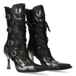 Bottes New Rock Malicia en Cuir Antik Acier et Itali Noir