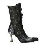 Bottes New Rock Malicia en Cuir Antik Gris et Itali Noir