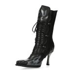 Bottes New Rock Malicia en Cuir Antik Gris et Itali Noir