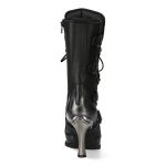 Bottes New Rock Malicia en Cuir Antik Gris et Itali Noir