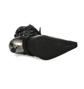 New Rock Malicia Boots in Black Itali and Gray Antik Leather