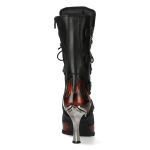 New Rock Malicia Boots in Black Itali and Fire Pulik Leather