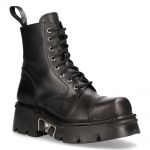 Black New Rock Military Platform Ankle Boots