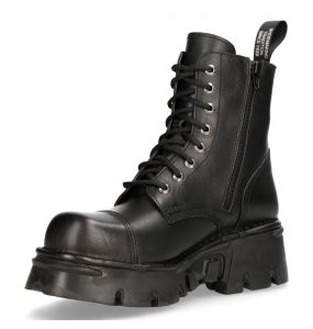 Black New Rock Military Platform Ankle Boots