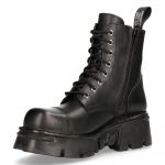 Black New Rock Military Platform Ankle Boots