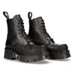 Black New Rock Military Platform Ankle Boots