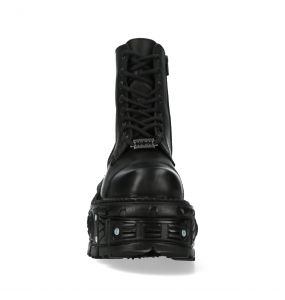 Bottines New Rock Tank en Cuir Noir