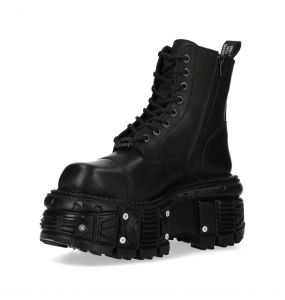Bottines New Rock Tank en Cuir Noir