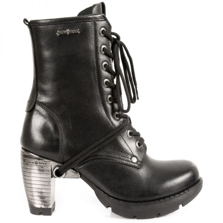 Black Leather New Rock Trail Ankle Boots