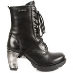 Black Leather New Rock Trail Ankle Boots