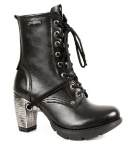 Black Leather New Rock Trail Ankle Boots