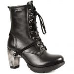 Bottines New Rock Trail en Cuir Noir