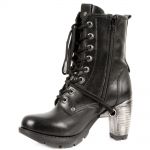 Bottines New Rock Trail en Cuir Noir
