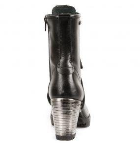 Black Leather New Rock Trail Ankle Boots