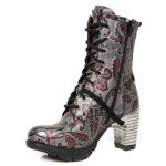 Wine and Gray Leather New Rock Trail Ankle Boots