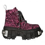 Bottines New Rock Tank Power Zébrées Fushia