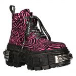 New Rock Tank Power Fushia Zebra Ankle Boots
