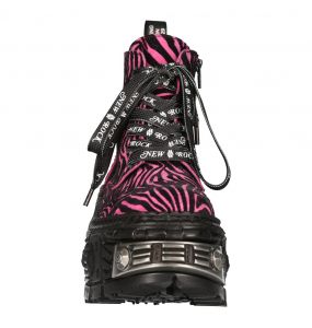 Bottines New Rock Tank Power Zébrées Fushia