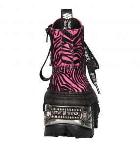 Bottines New Rock Tank Power Zébrées Fushia