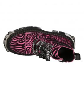 New Rock Tank Power Fushia Zebra Ankle Boots