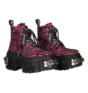 Bottines New Rock Tank Power Zébrées Fushia