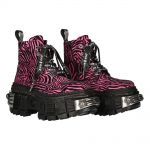 Bottines New Rock Tank Power Zébrées Fushia