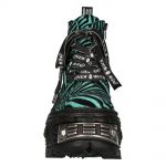 New Rock Tank Power Green Zebra Ankle Boots