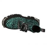 New Rock Tank Power Green Zebra Ankle Boots