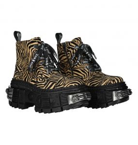 New Rock Tank Power Sand Zebra Ankle Boots