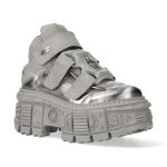 Chaussures Plateformes New Rock Tank en Cuir Argenté